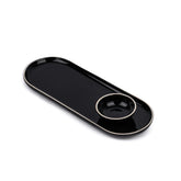 Large Oblong Ceramic Serving Platter, Black Oblong Modern Series | Big Serving Plate Set - Platters Serving Set | Snacks Serving Plates - 1 Serving Platter + 1 Dip Bowl